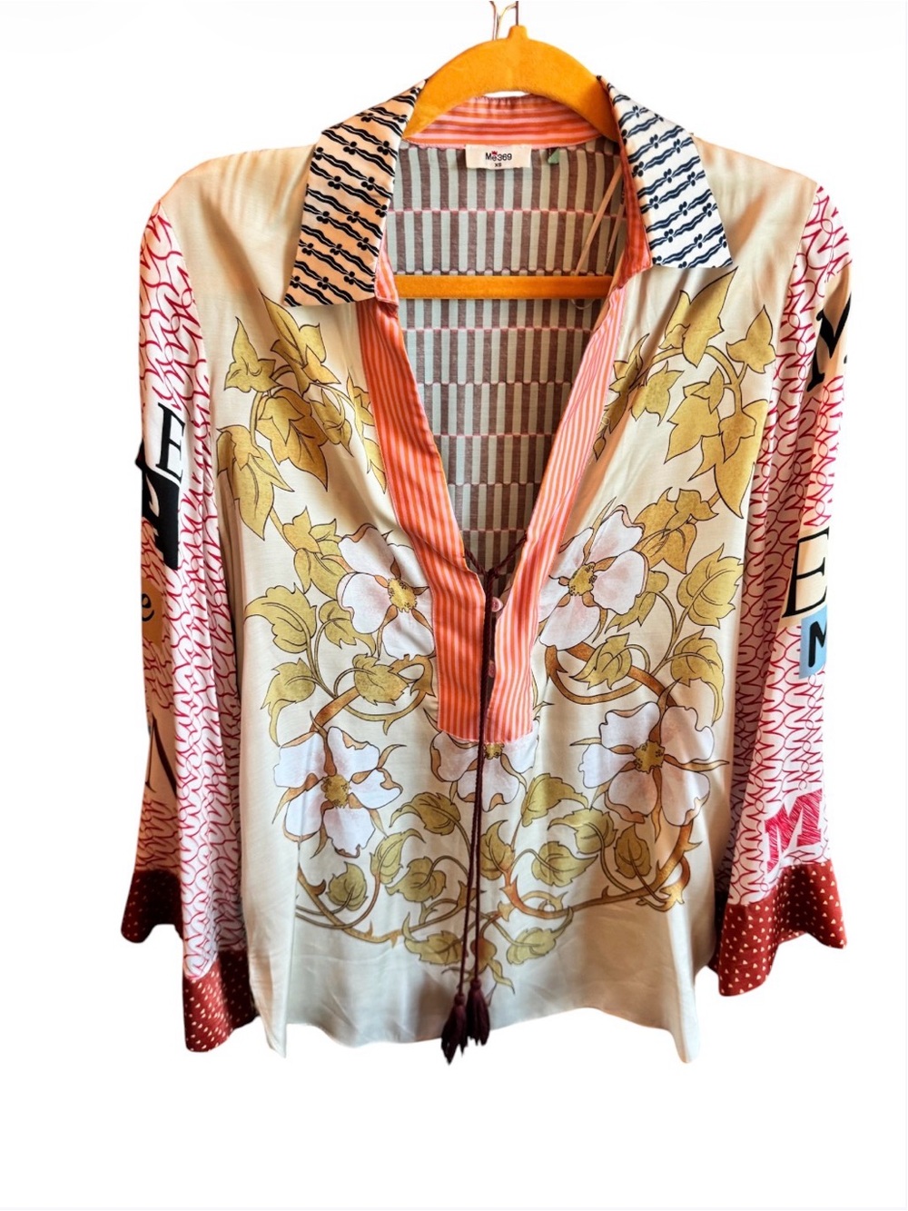 Carolina String Tie Collar Oriental Blouse by Me369